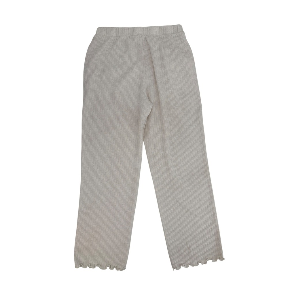Tranquil & True Lounge Pants Womens Medium Oatmeal Ribbed Lettuce Edge Hem